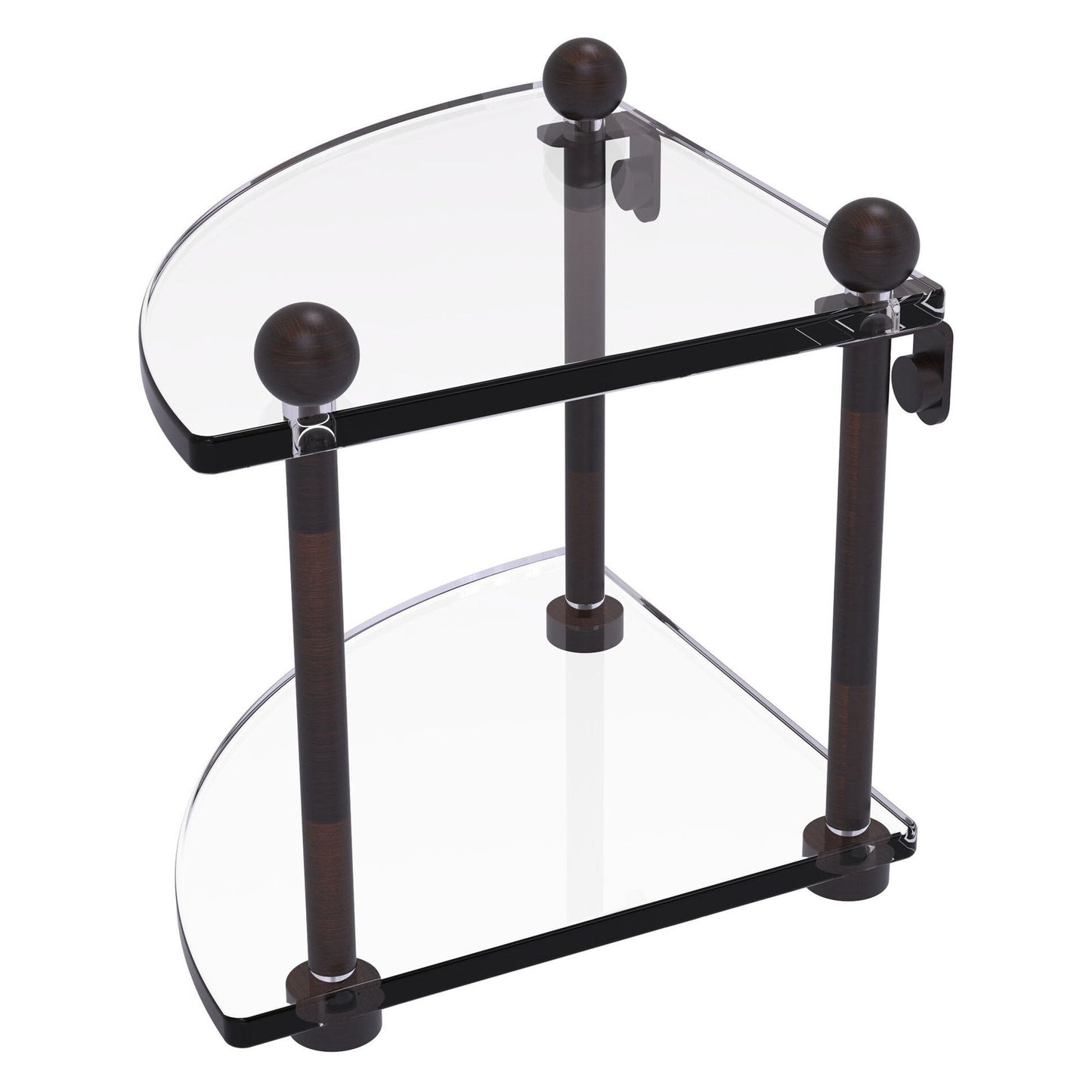 Allied Brass Prestige Regal 8" x 8" Venetian Bronze Solid Brass Two-Tier Corner Glass Shelf