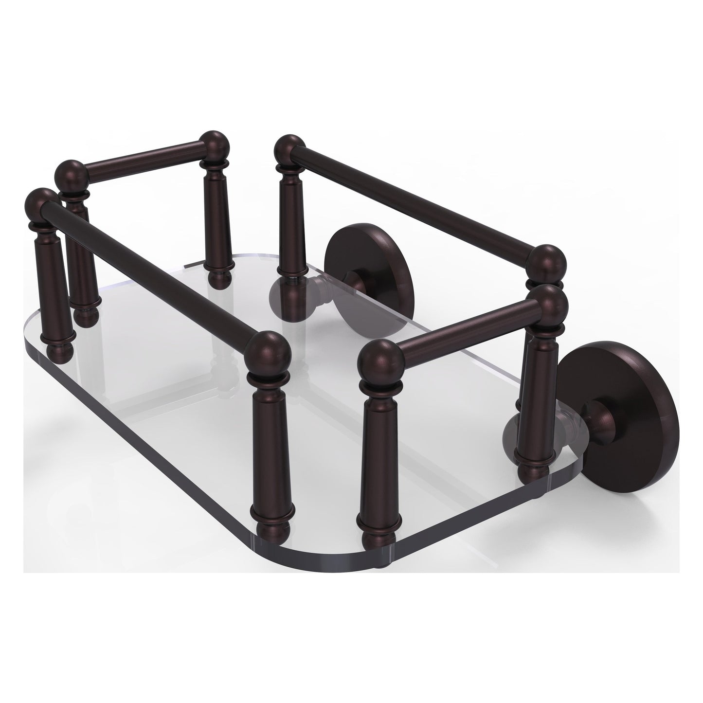 Allied Brass Prestige Skyline 10.25" x 8" Antique Bronze Solid Brass P1000-GT-5 Wall-Mounted Glass Guest Towel Tray