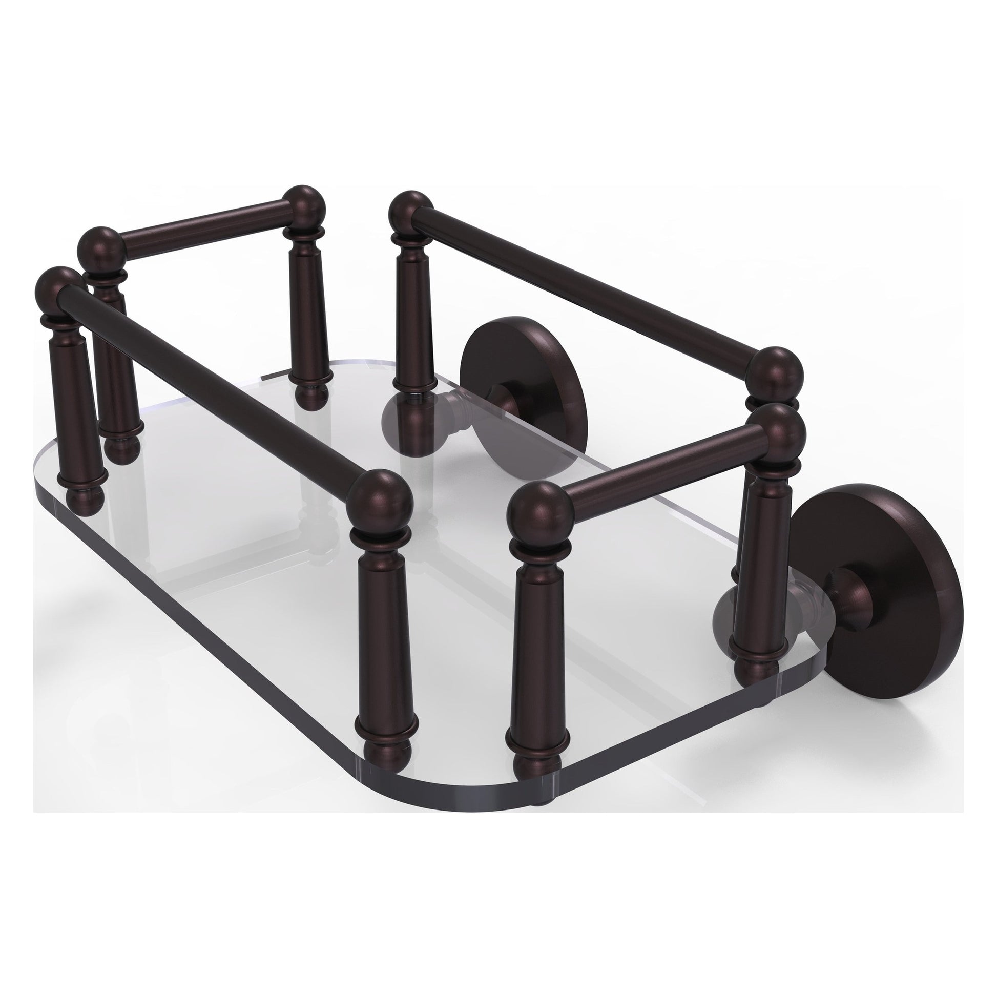 Allied Brass Prestige Skyline 10.25" x 8" Antique Bronze Solid Brass P1000-GT-5 Wall-Mounted Glass Guest Towel Tray