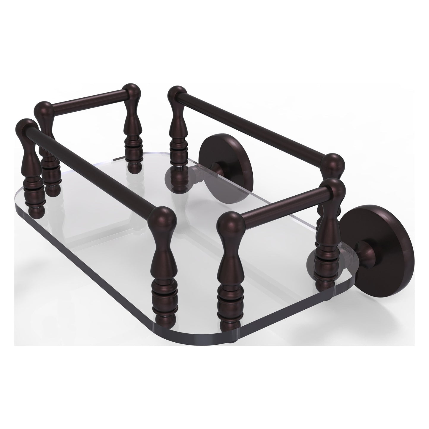 Allied Brass Prestige Skyline 10.25" x 8" Antique Bronze Solid Brass P1000-GT-6 Wall-Mounted Glass Guest Towel Tray