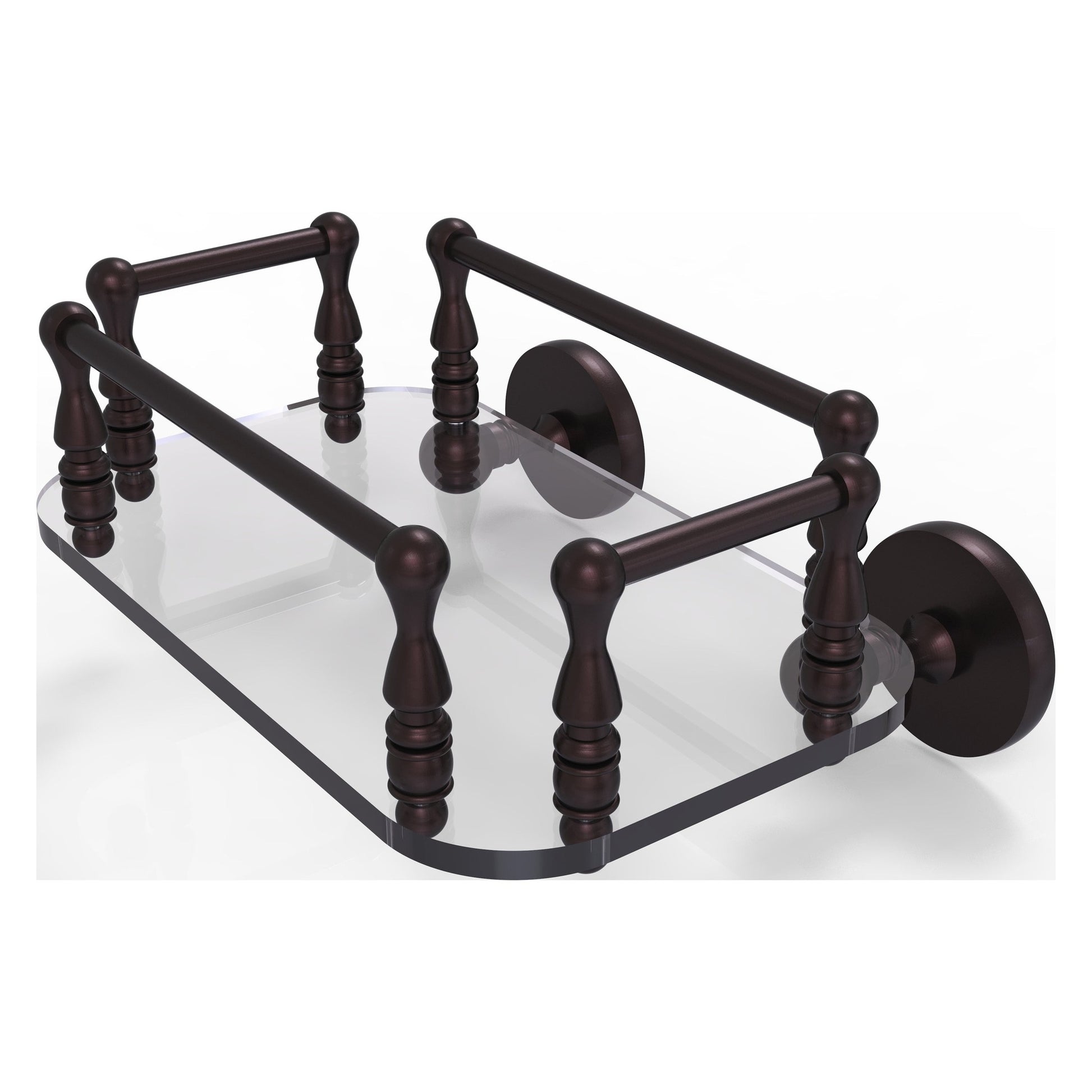 Allied Brass Prestige Skyline 10.25" x 8" Antique Bronze Solid Brass P1000-GT-6 Wall-Mounted Glass Guest Towel Tray
