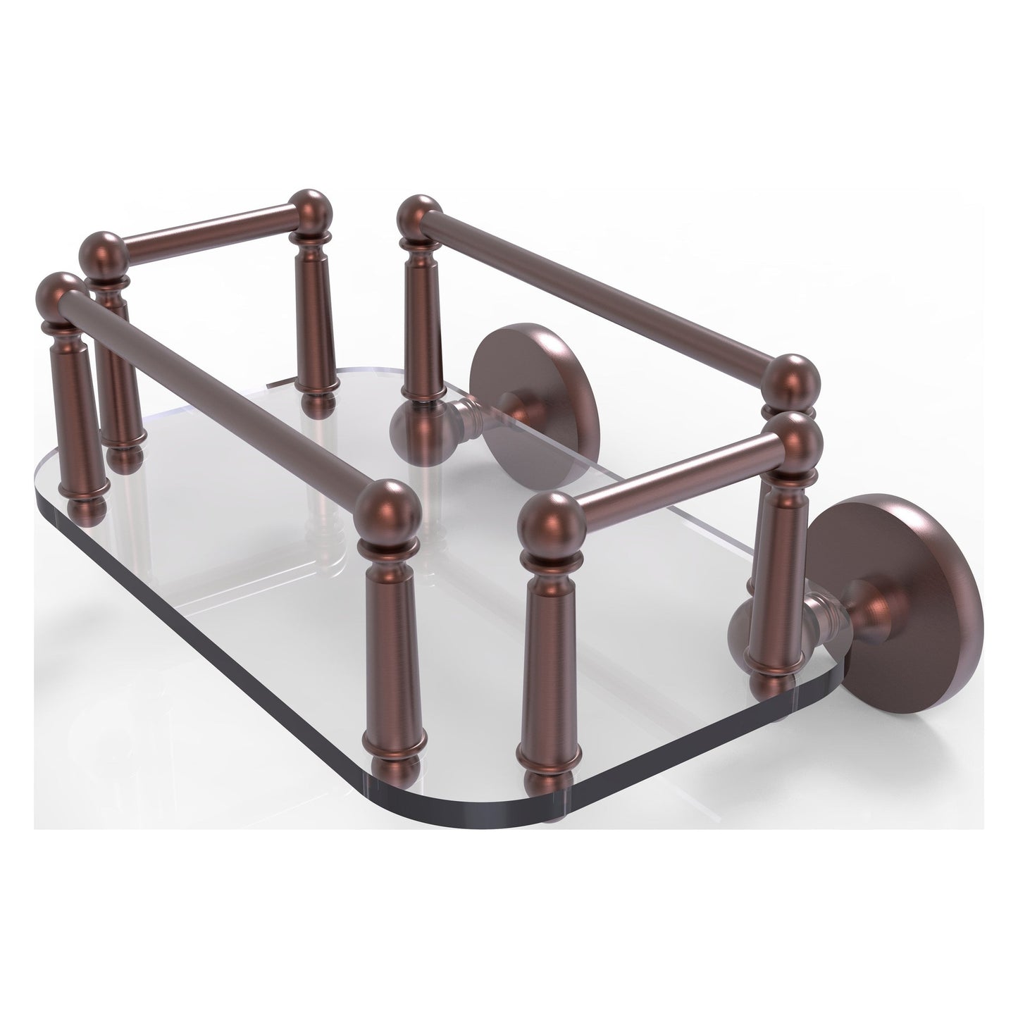 Allied Brass Prestige Skyline 10.25" x 8" Antique Copper Solid Brass P1000-GT-5 Wall-Mounted Glass Guest Towel Tray