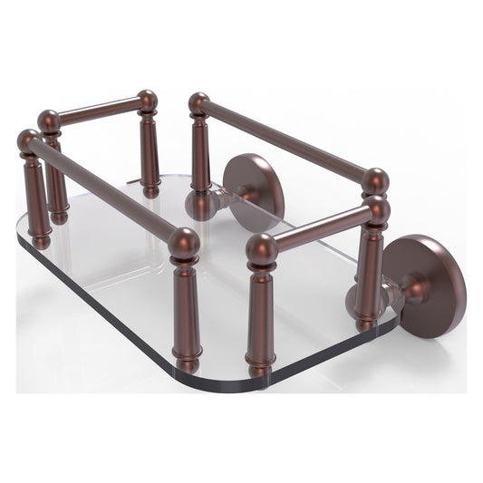 Allied Brass Prestige Skyline 10.25" x 8" Antique Copper Solid Brass P1000-GT-5 Wall-Mounted Glass Guest Towel Tray