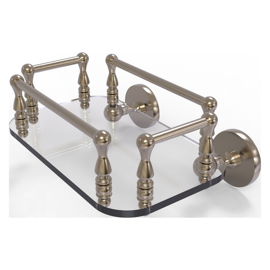 Allied Brass Prestige Skyline 10.25" x 8" Antique Pewter Solid Brass P1000-GT-6 Wall-Mounted Glass Guest Towel Tray
