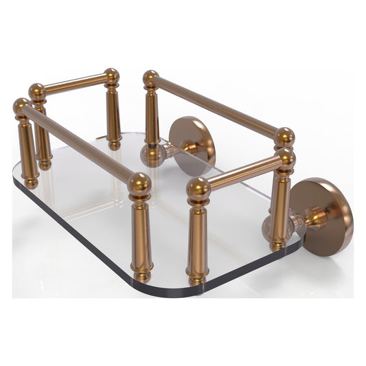 Allied Brass Prestige Skyline 10.25" x 8" Brushed Bronze Solid Brass P1000-GT-5 Wall-Mounted Glass Guest Towel Tray