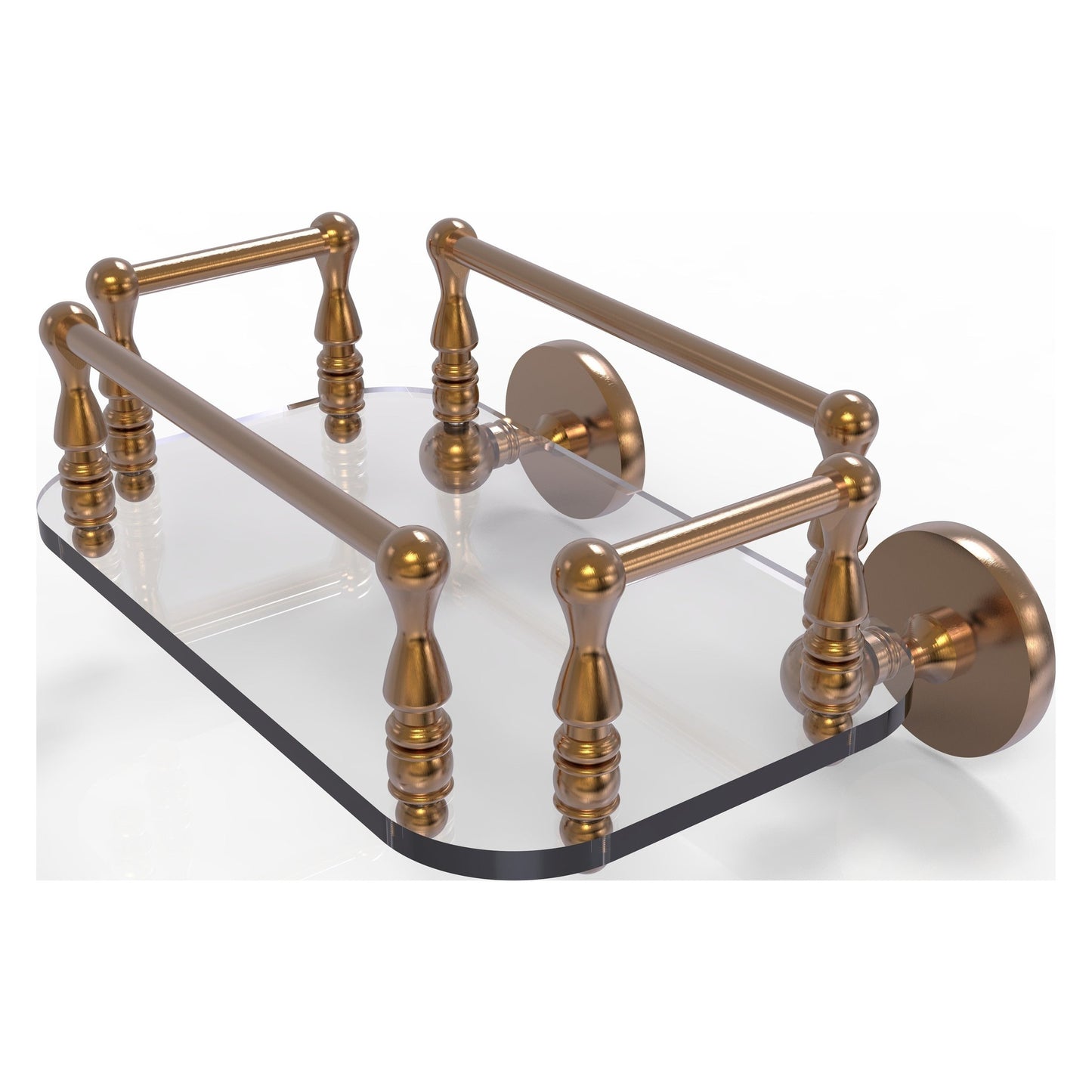 Allied Brass Prestige Skyline 10.25" x 8" Brushed Bronze Solid Brass P1000-GT-6 Wall-Mounted Glass Guest Towel Tray