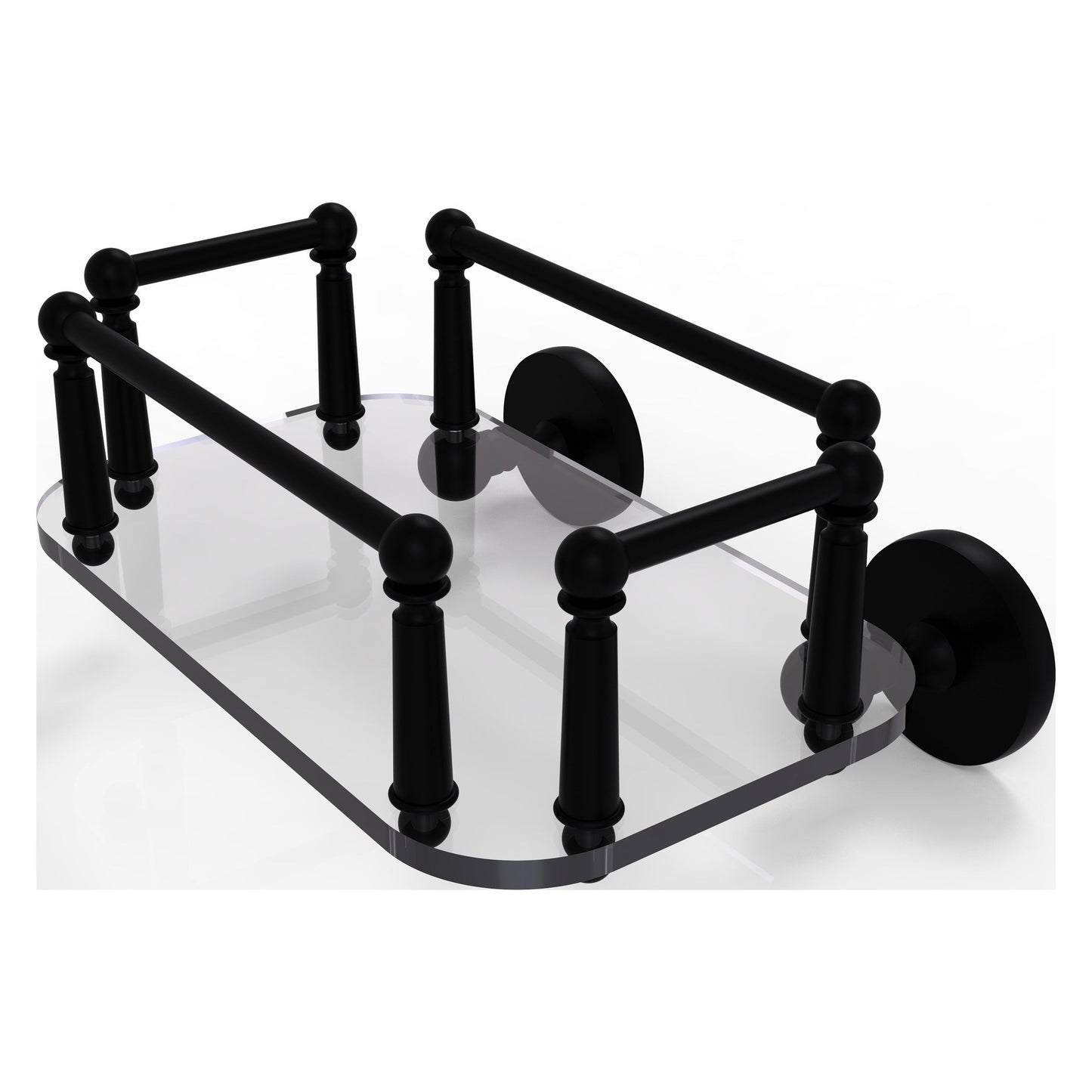 Allied Brass Prestige Skyline 10.25" x 8" Matte Black Solid Brass P1000-GT-5 Wall-Mounted Glass Guest Towel Tray