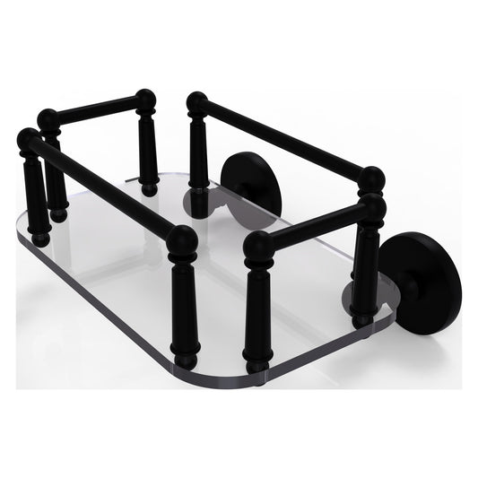 Allied Brass Prestige Skyline 10.25" x 8" Matte Black Solid Brass P1000-GT-5 Wall-Mounted Glass Guest Towel Tray