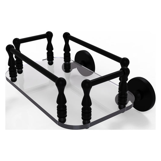 Allied Brass Prestige Skyline 10.25" x 8" Matte Black Solid Brass P1000-GT-6 Wall-Mounted Glass Guest Towel Tray
