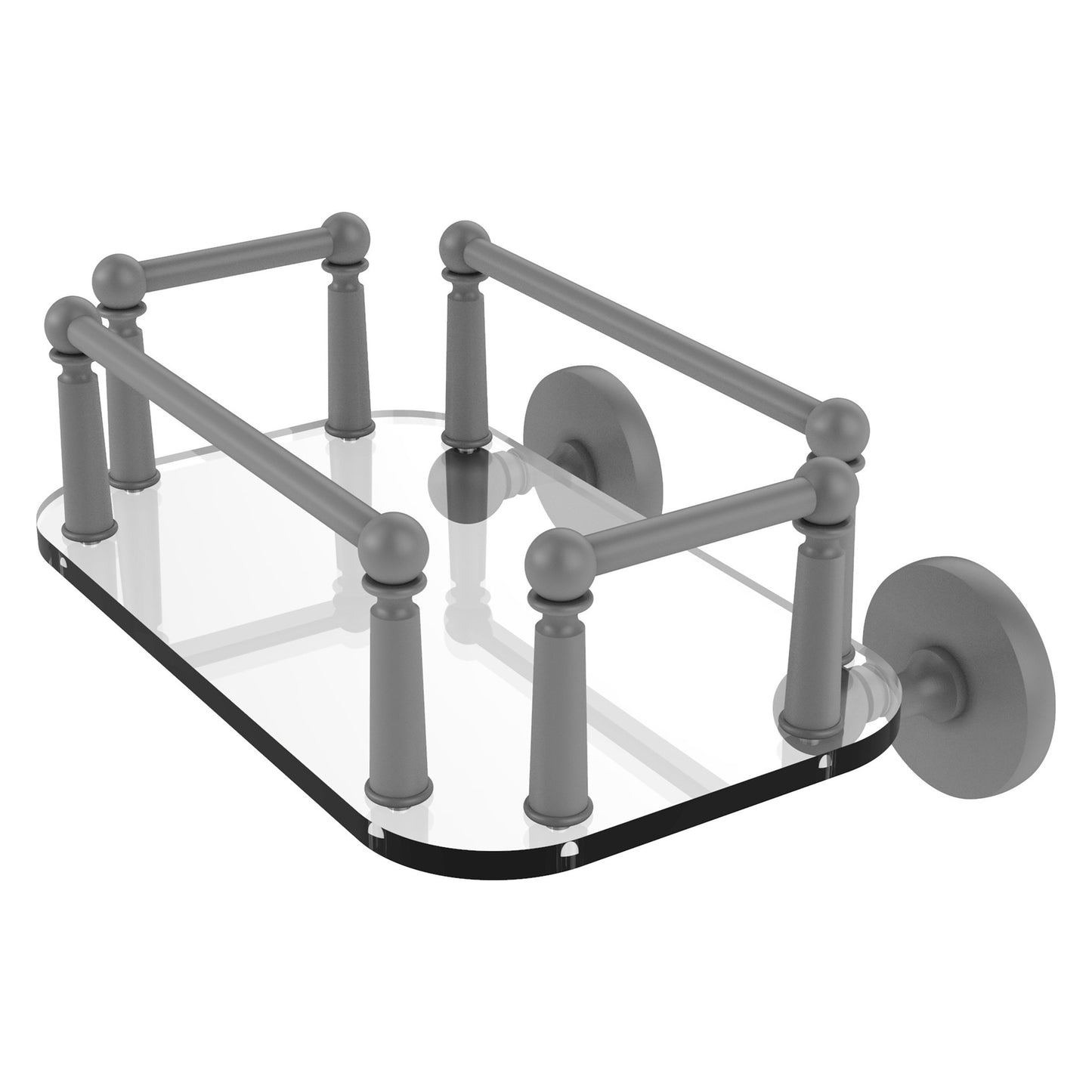 Allied Brass Prestige Skyline 10.25" x 8" Matte Gray Solid Brass P1000-GT-5 Wall-Mounted Glass Guest Towel Tray