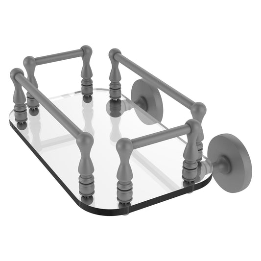 Allied Brass Prestige Skyline 10.25" x 8" Matte Gray Solid Brass P1000-GT-6 Wall-Mounted Glass Guest Towel Tray
