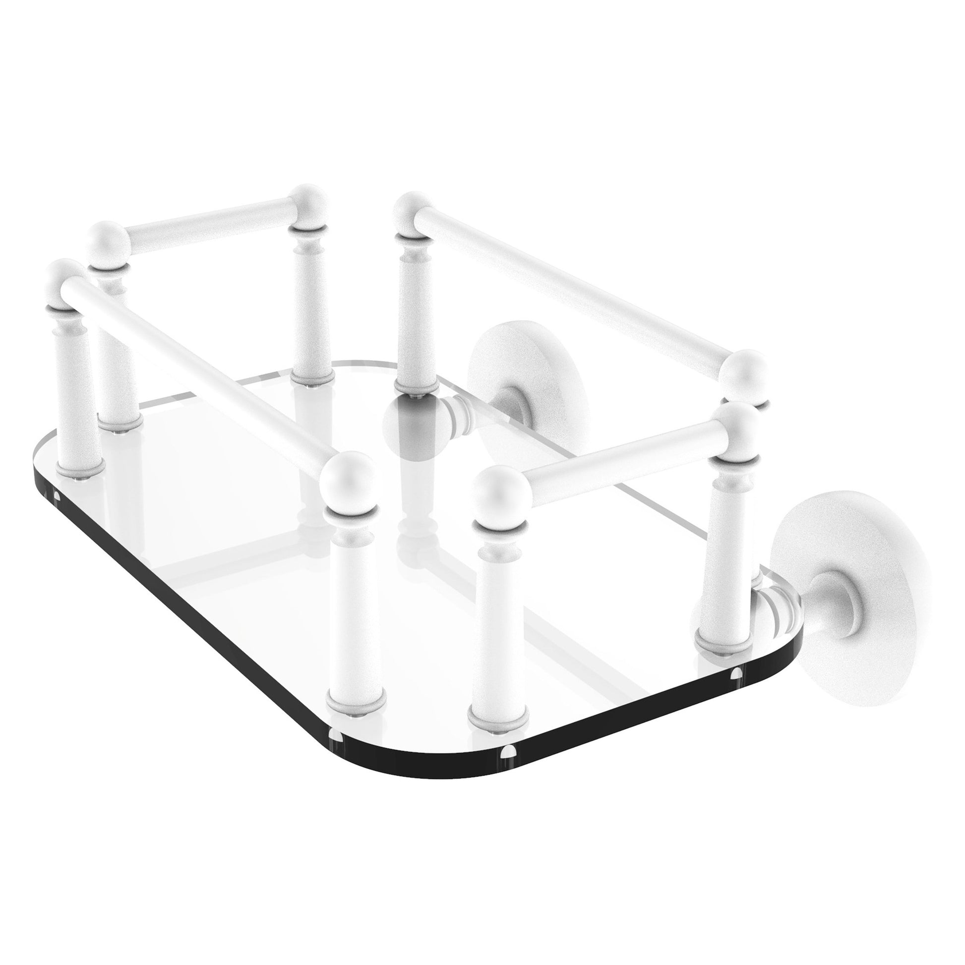 Allied Brass Prestige Skyline 10.25" x 8" Matte White Solid Brass P1000-GT-5 Wall-Mounted Glass Guest Towel Tray