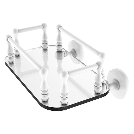 Allied Brass Prestige Skyline 10.25" x 8" Matte White Solid Brass P1000-GT-6 Wall-Mounted Glass Guest Towel Tray