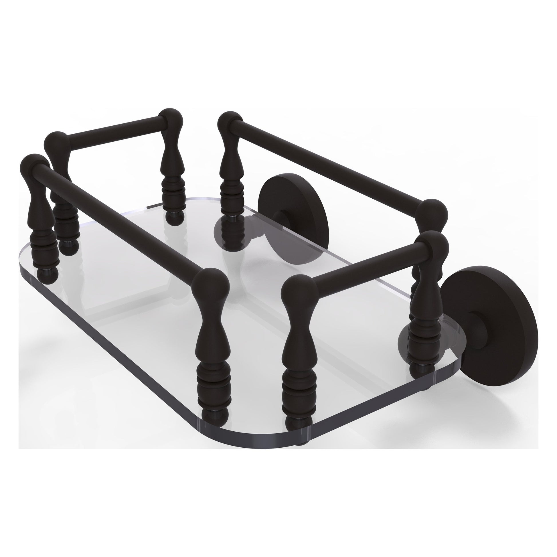 Allied Brass Prestige Skyline 10.25" x 8" Oil Rubbed Bronze Solid Brass P1000-GT-6 Wall-Mounted Glass Guest Towel Tray