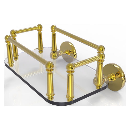 Allied Brass Prestige Skyline 10.25" x 8" Polished Brass Solid Brass P1000-GT-5 Wall-Mounted Glass Guest Towel Tray
