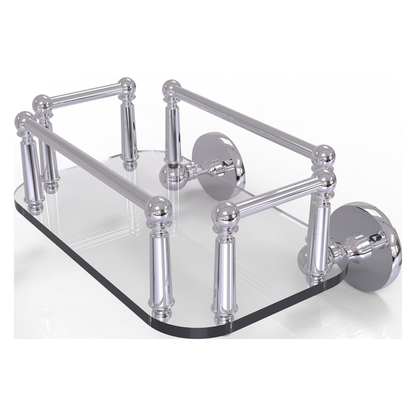 Allied Brass Prestige Skyline 10.25" x 8" Polished Chrome Solid Brass P1000-GT-5 Wall-Mounted Glass Guest Towel Tray