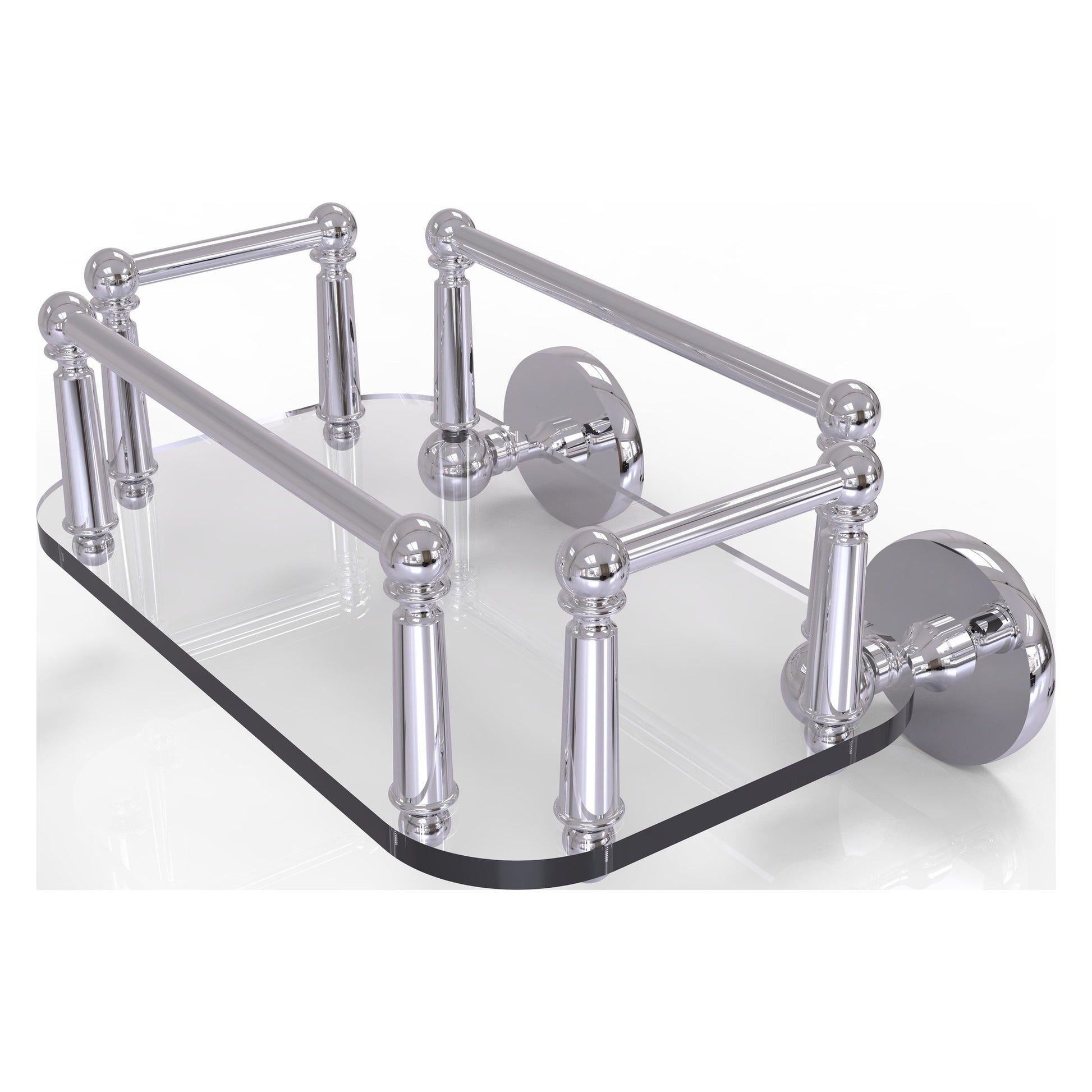 Allied Brass Prestige Skyline 10.25" x 8" Polished Chrome Solid Brass P1000-GT-5 Wall-Mounted Glass Guest Towel Tray