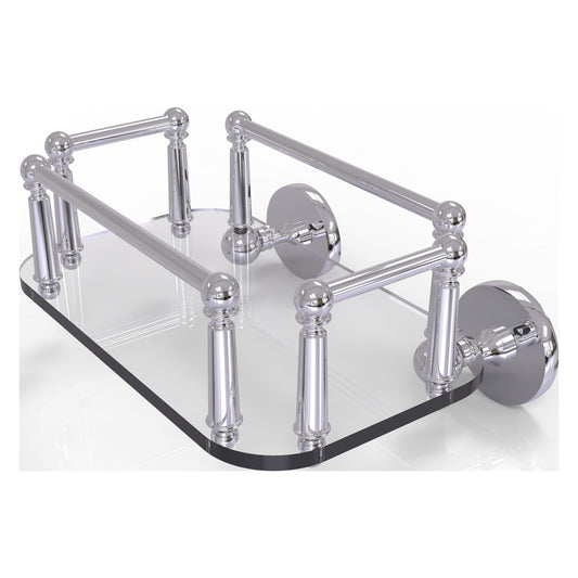 Allied Brass Prestige Skyline 10.25" x 8" Polished Chrome Solid Brass P1000-GT-5 Wall-Mounted Glass Guest Towel Tray