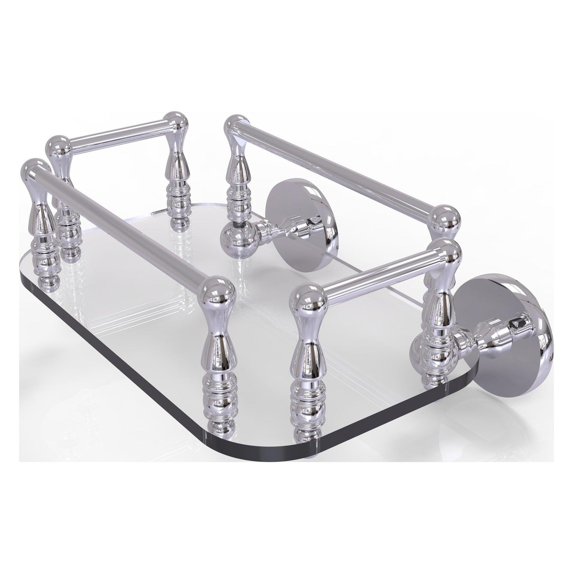 Allied Brass Prestige Skyline 10.25" x 8" Polished Chrome Solid Brass P1000-GT-6 Wall-Mounted Glass Guest Towel Tray