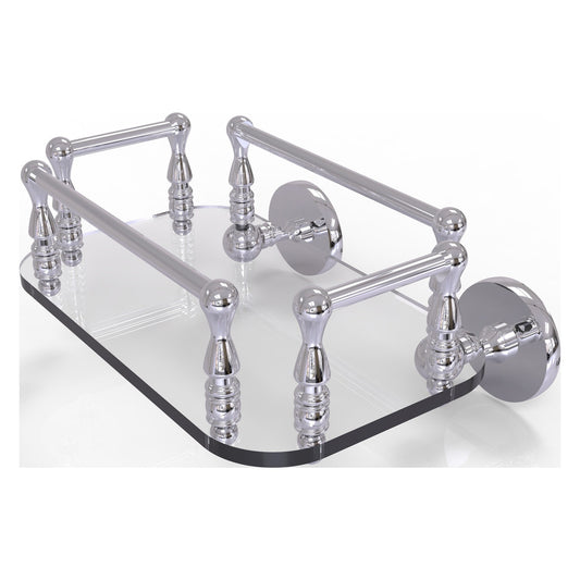 Allied Brass Prestige Skyline 10.25" x 8" Polished Chrome Solid Brass P1000-GT-6 Wall-Mounted Glass Guest Towel Tray