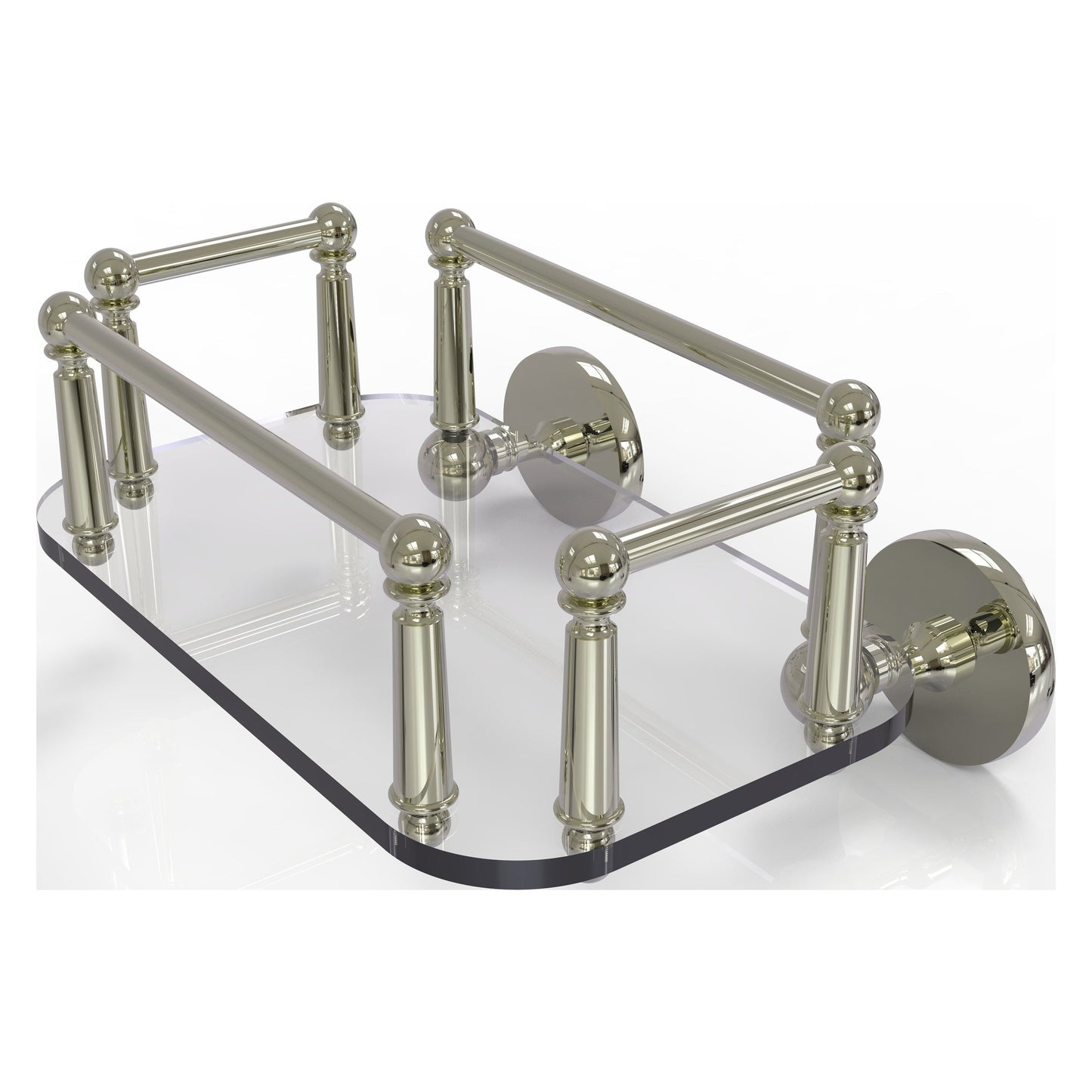 Allied Brass Prestige Skyline 10.25" x 8" Polished Nickel Solid Brass P1000-GT-5 Wall-Mounted Glass Guest Towel Tray