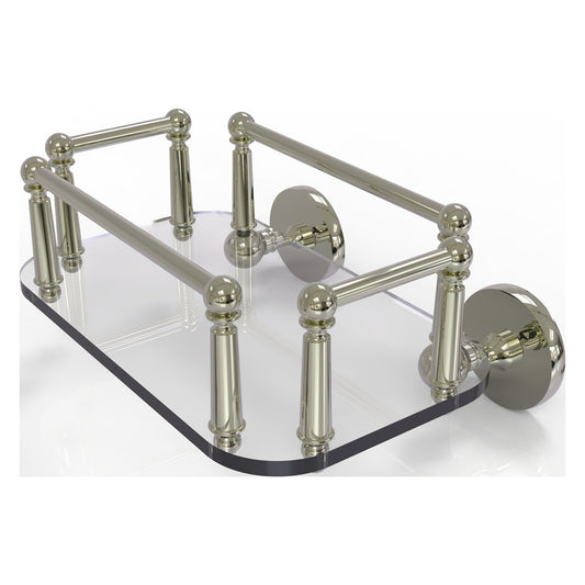 Allied Brass Prestige Skyline 10.25" x 8" Polished Nickel Solid Brass P1000-GT-5 Wall-Mounted Glass Guest Towel Tray