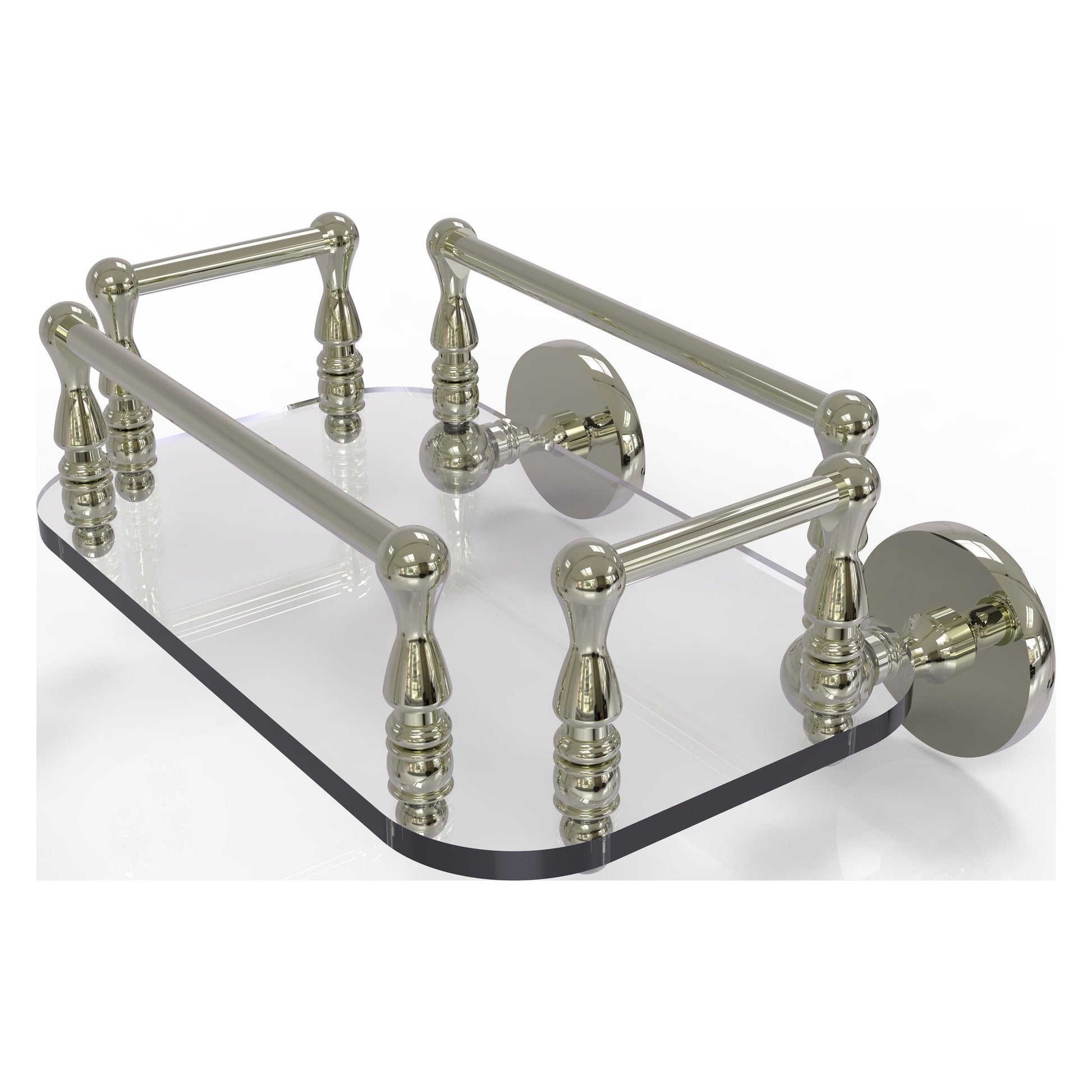Allied Brass Prestige Skyline 10.25" x 8" Polished Nickel Solid Brass P1000-GT-6 Wall-Mounted Glass Guest Towel Tray