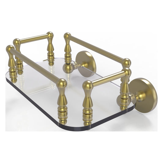 Allied Brass Prestige Skyline 10.25" x 8" Satin Brass Solid Brass P1000-GT-6 Wall-Mounted Glass Guest Towel Tray