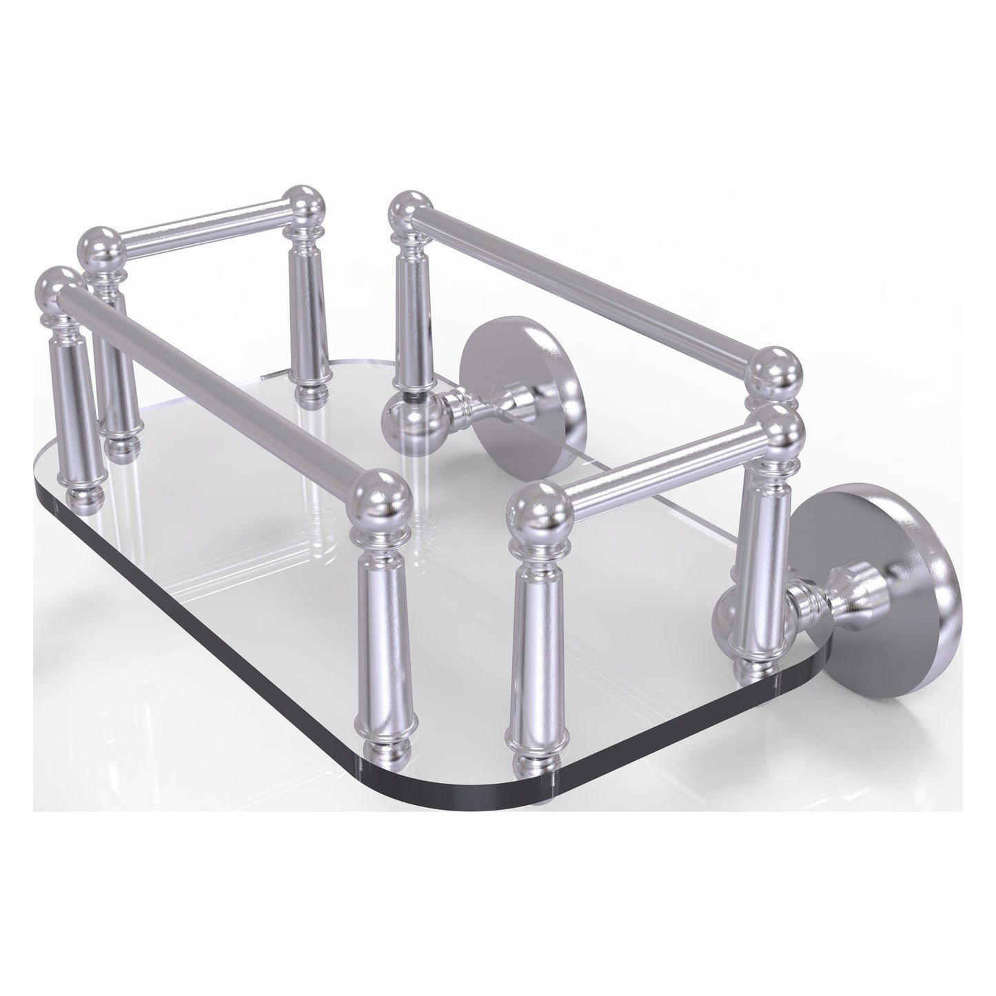 Allied Brass Prestige Skyline 10.25" x 8" Satin Chrome Solid Brass P1000-GT-5 Wall-Mounted Glass Guest Towel Tray
