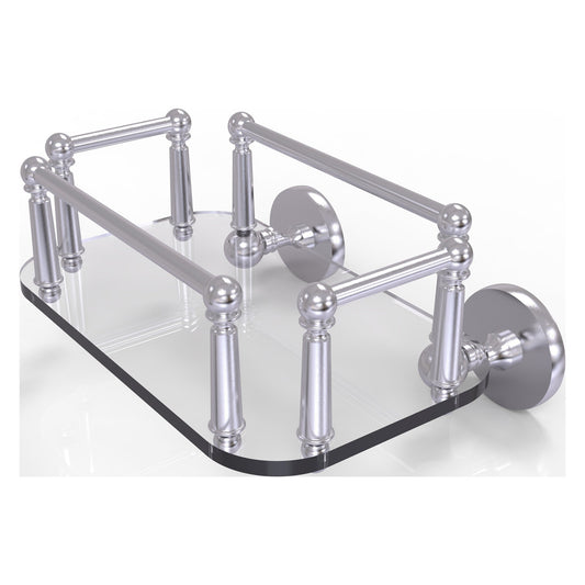 Allied Brass Prestige Skyline 10.25" x 8" Satin Chrome Solid Brass P1000-GT-5 Wall-Mounted Glass Guest Towel Tray