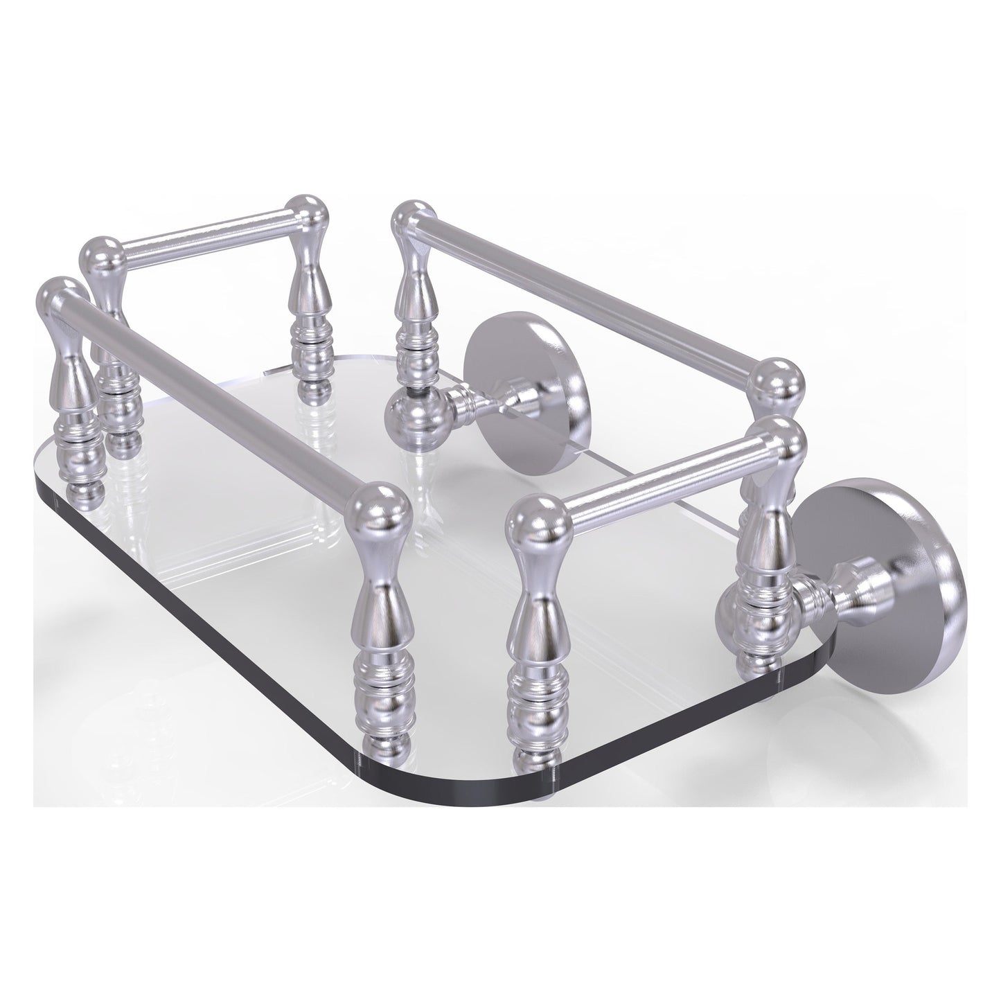 Allied Brass Prestige Skyline 10.25" x 8" Satin Chrome Solid Brass P1000-GT-6 Wall-Mounted Glass Guest Towel Tray