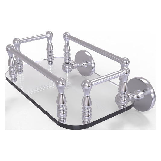 Allied Brass Prestige Skyline 10.25" x 8" Satin Chrome Solid Brass P1000-GT-6 Wall-Mounted Glass Guest Towel Tray