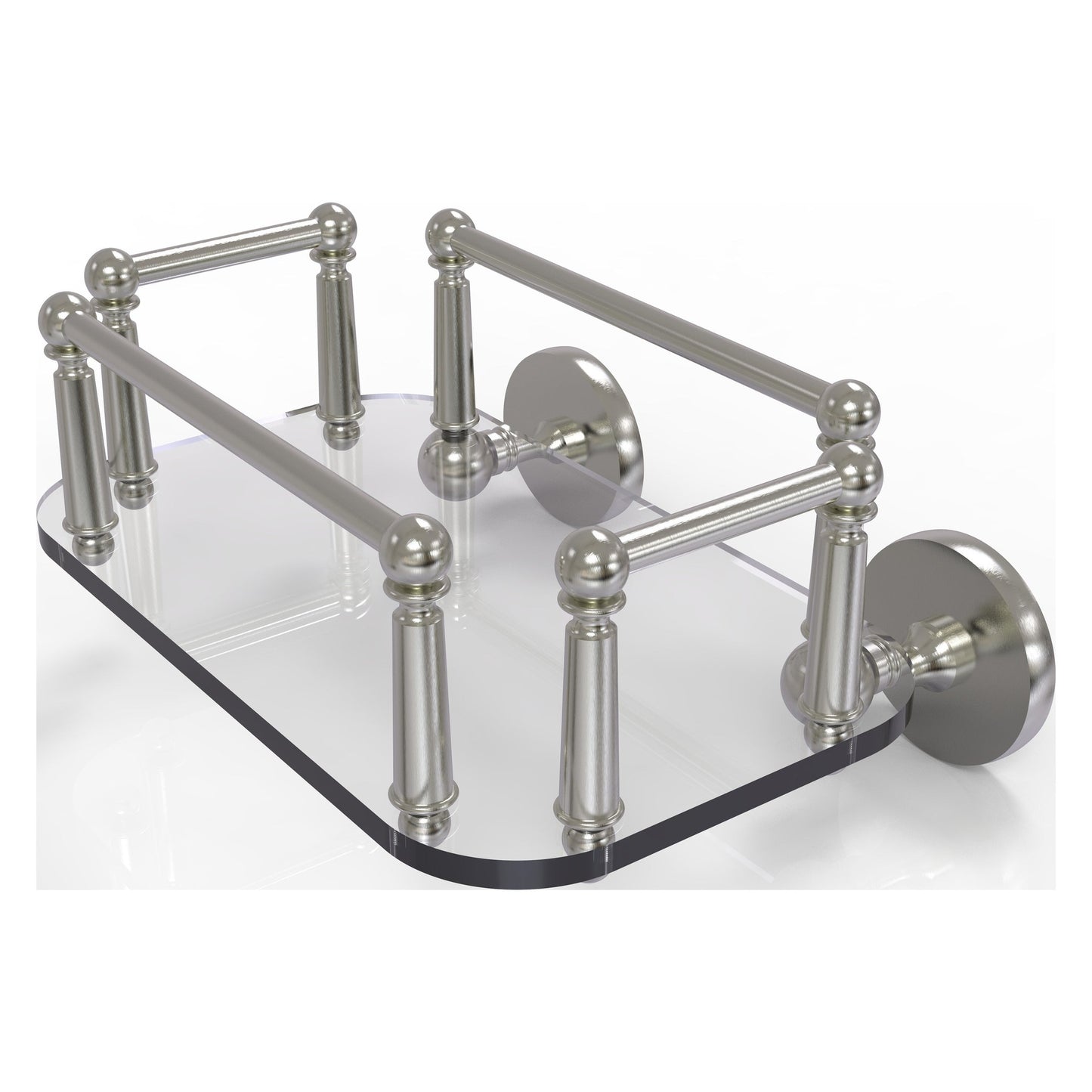 Allied Brass Prestige Skyline 10.25" x 8" Satin Nickel Solid Brass P1000-GT-5 Wall-Mounted Glass Guest Towel Tray