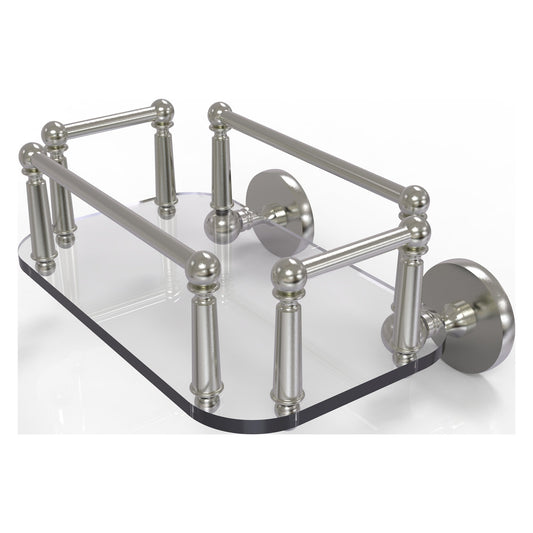 Allied Brass Prestige Skyline 10.25" x 8" Satin Nickel Solid Brass P1000-GT-5 Wall-Mounted Glass Guest Towel Tray