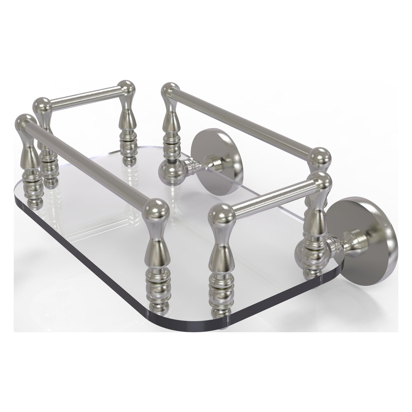 Allied Brass Prestige Skyline 10.25" x 8" Satin Nickel Solid Brass P1000-GT-6 Wall-Mounted Glass Guest Towel Tray