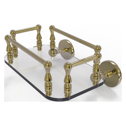 Allied Brass Prestige Skyline 10.25" x 8" Unlacquered Brass Solid Brass P1000-GT-6 Wall-Mounted Glass Guest Towel Tray