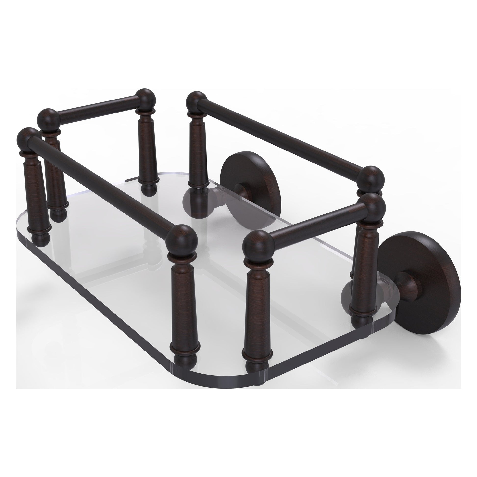 Allied Brass Prestige Skyline 10.25" x 8" Venetian Bronze Solid Brass P1000-GT-5 Wall-Mounted Glass Guest Towel Tray