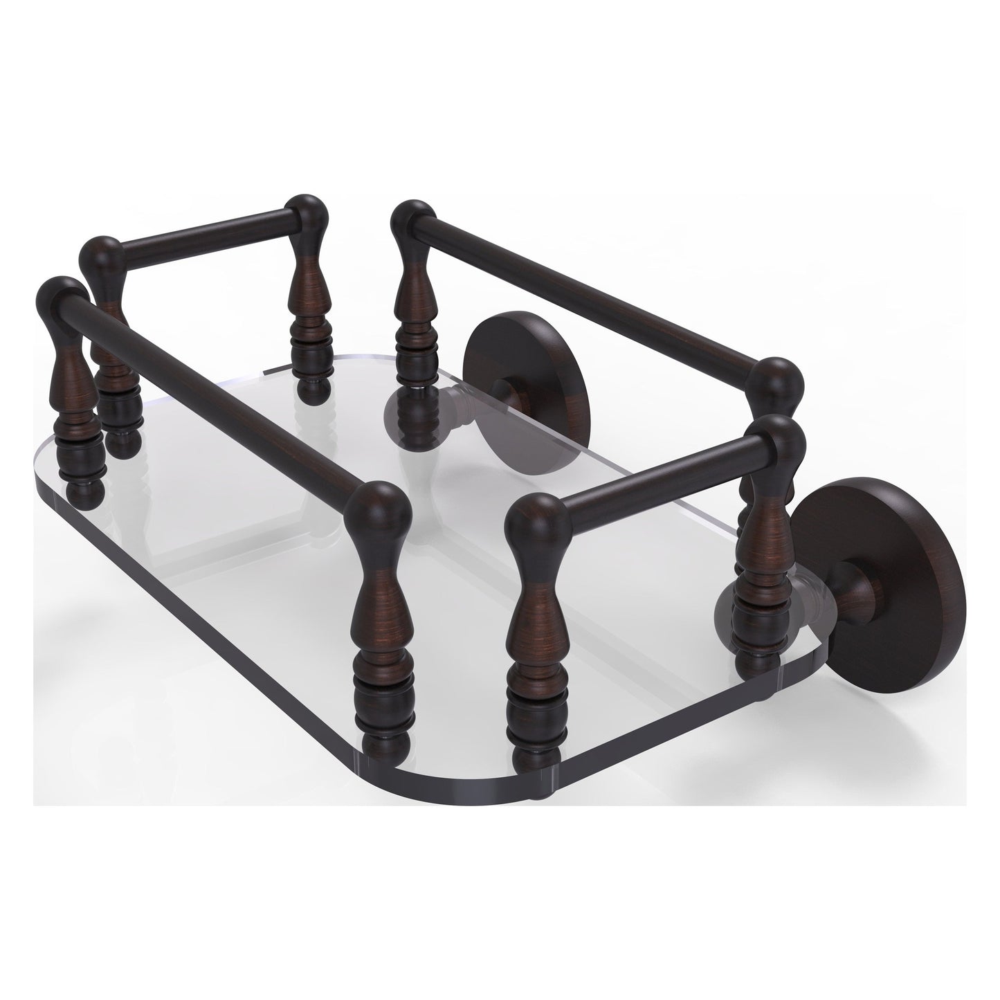 Allied Brass Prestige Skyline 10.25" x 8" Venetian Bronze Solid Brass P1000-GT-6 Wall-Mounted Glass Guest Towel Tray