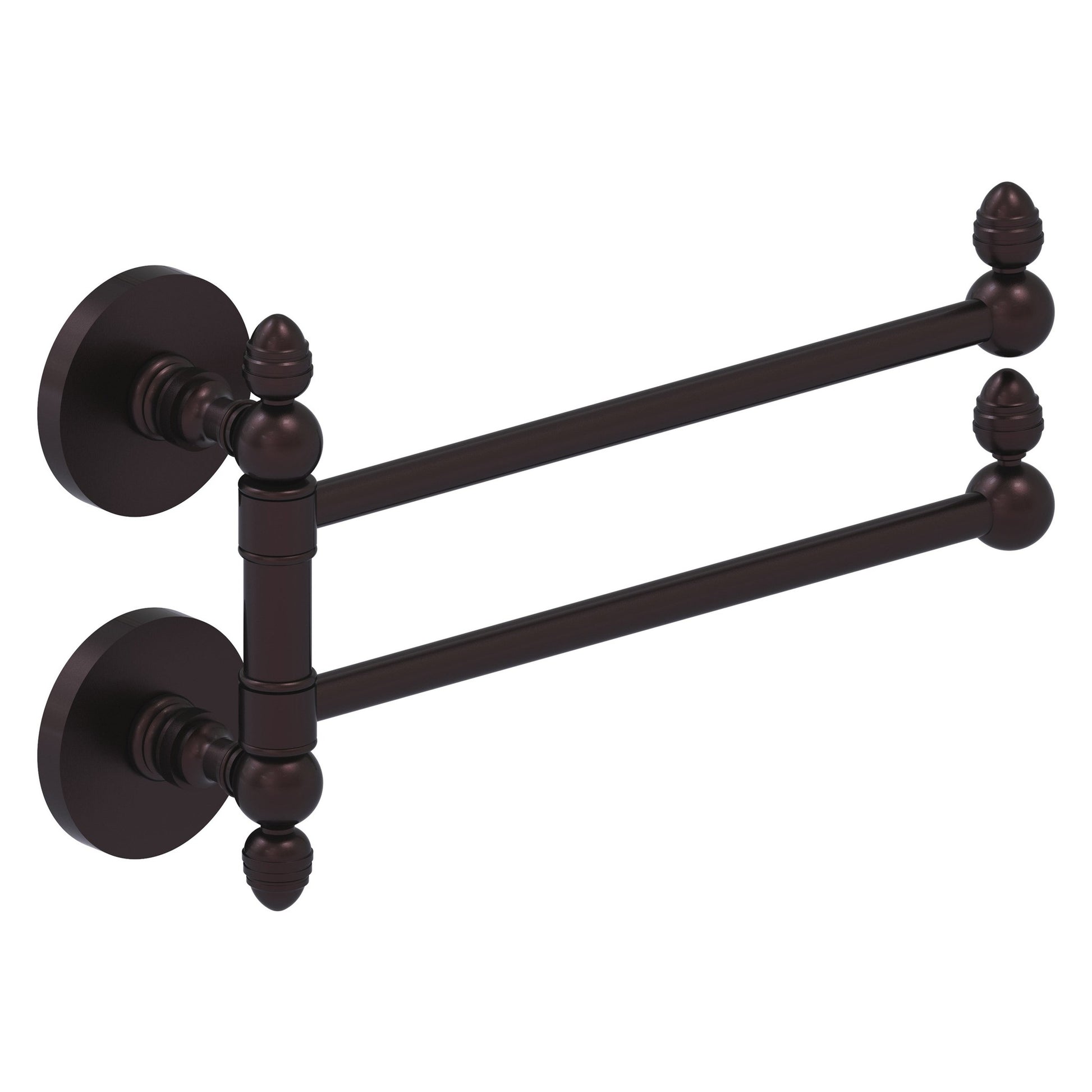 Allied Brass Prestige Skyline 12.5" x 7" Antique Bronze Solid Brass 2-Swing Arm Towel Rail