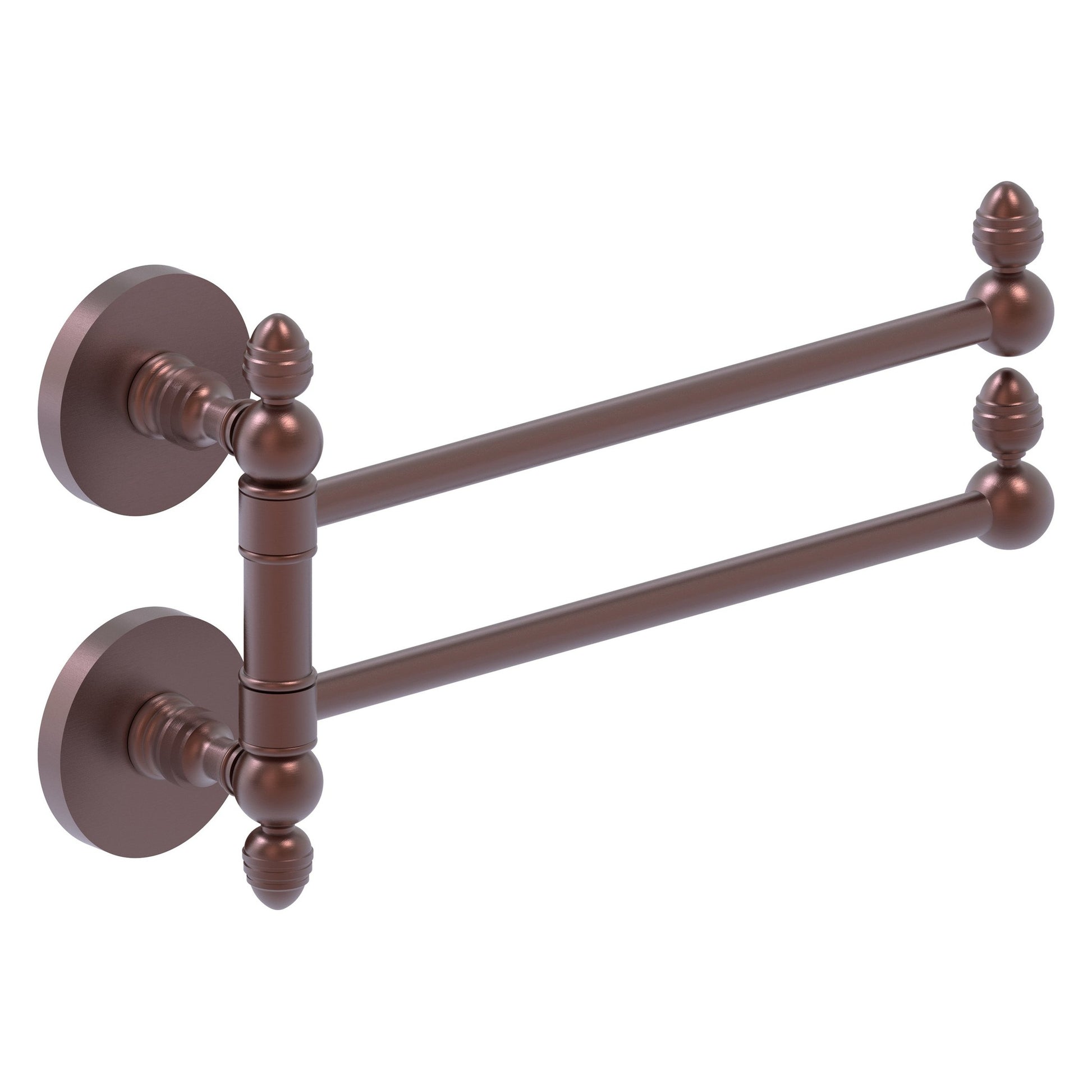 Allied Brass Prestige Skyline 12.5" x 7" Antique Copper Solid Brass 2-Swing Arm Towel Rail