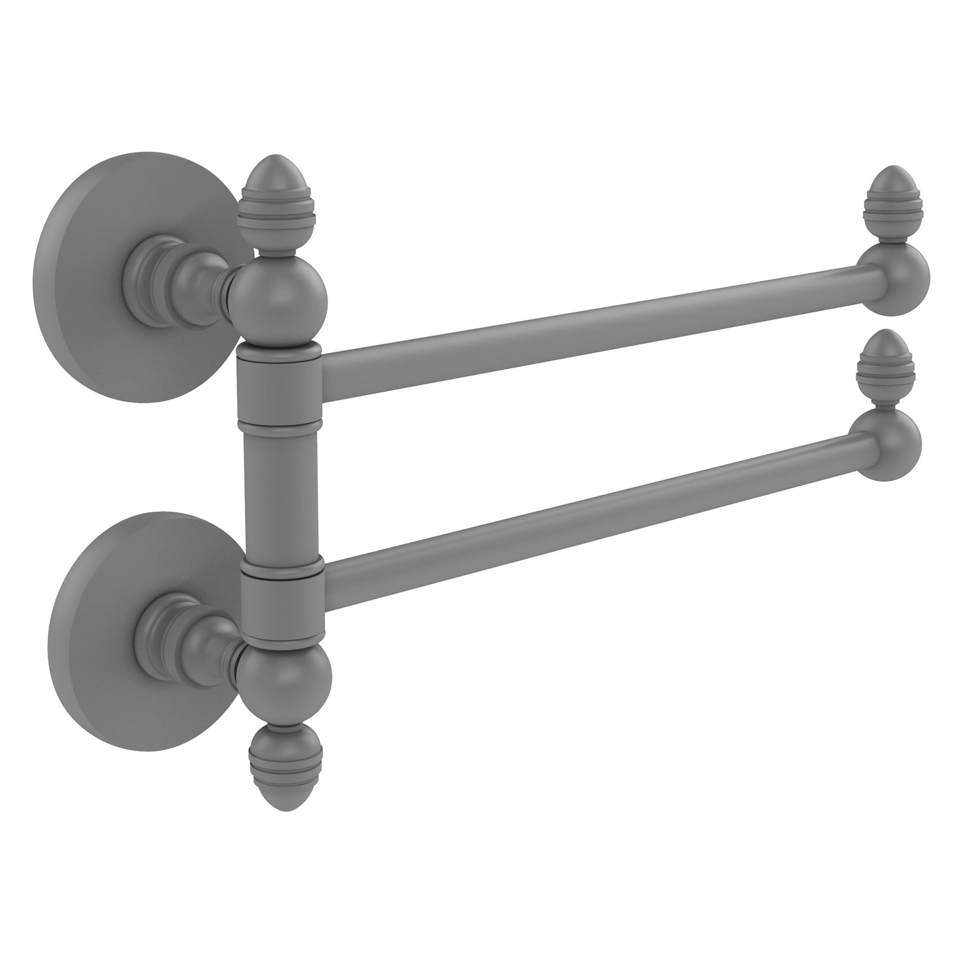 Allied Brass Prestige Skyline 12.5" x 7" Matte Gray Solid Brass 2-Swing Arm Towel Rail