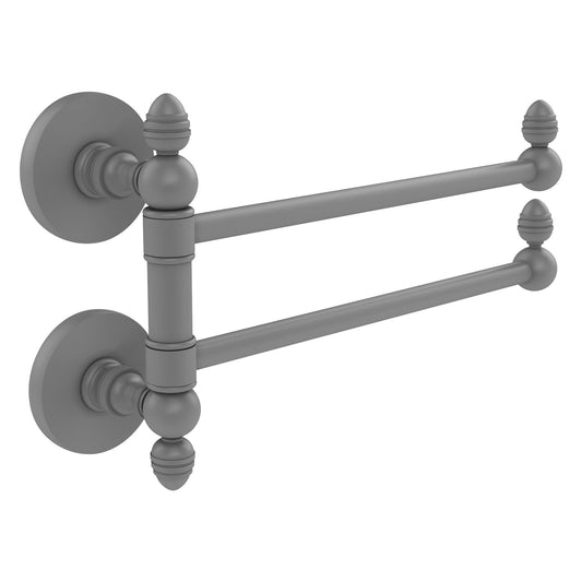 Allied Brass Prestige Skyline 12.5" x 7" Matte Gray Solid Brass 2-Swing Arm Towel Rail