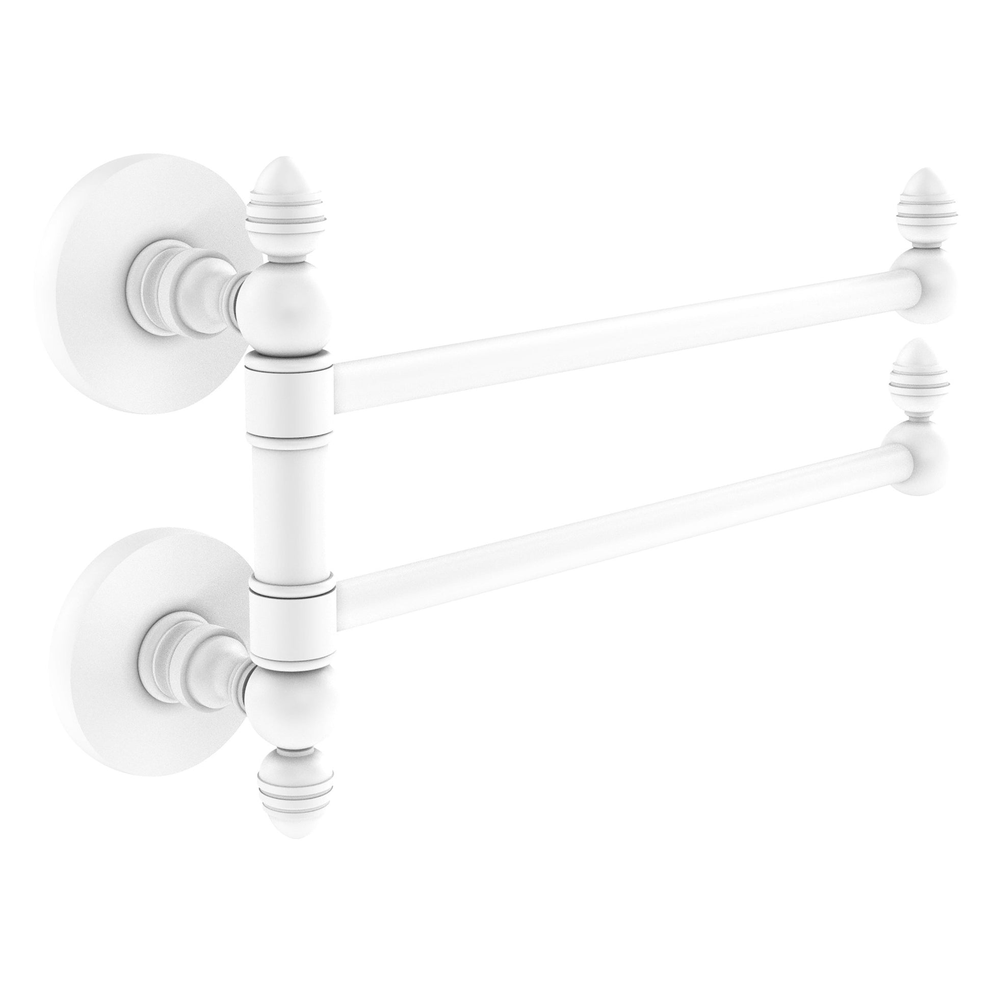 Allied Brass Prestige Skyline 12.5" x 7" Matte White Solid Brass 2-Swing Arm Towel Rail
