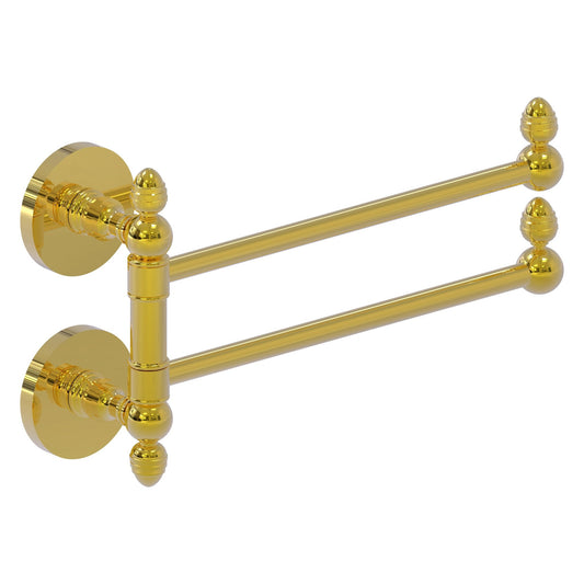 Allied Brass Prestige Skyline 12.5" x 7" Polished Brass Solid Brass 2-Swing Arm Towel Rail