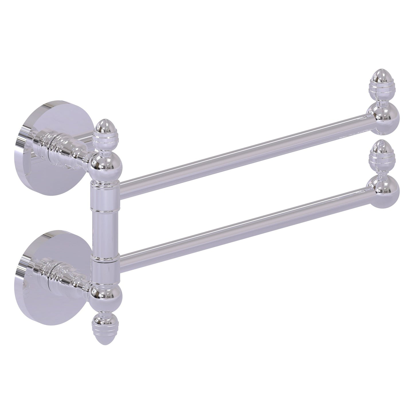 Allied Brass Prestige Skyline 12.5" x 7" Polished Chrome Solid Brass 2-Swing Arm Towel Rail