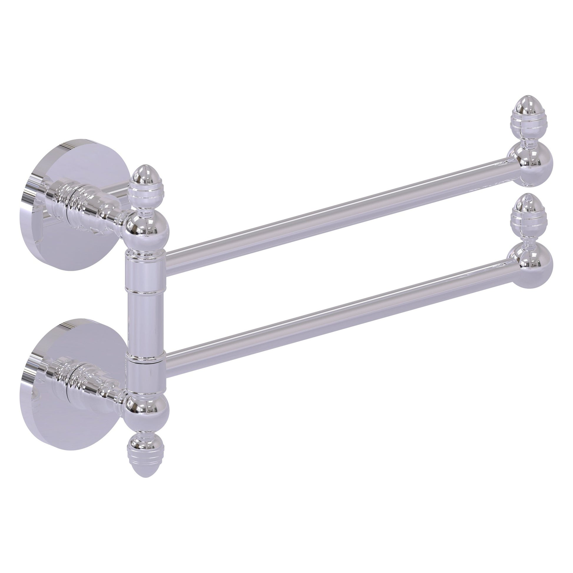 Allied Brass Prestige Skyline 12.5" x 7" Polished Chrome Solid Brass 2-Swing Arm Towel Rail