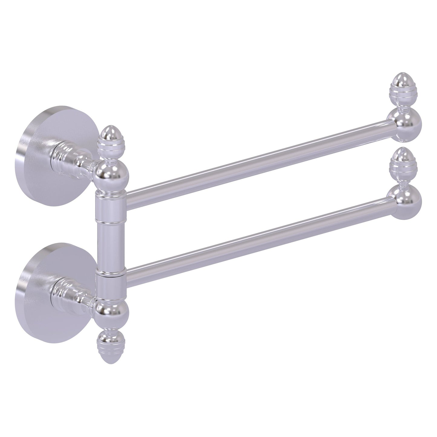 Allied Brass Prestige Skyline 12.5" x 7" Satin Chrome Solid Brass 2-Swing Arm Towel Rail