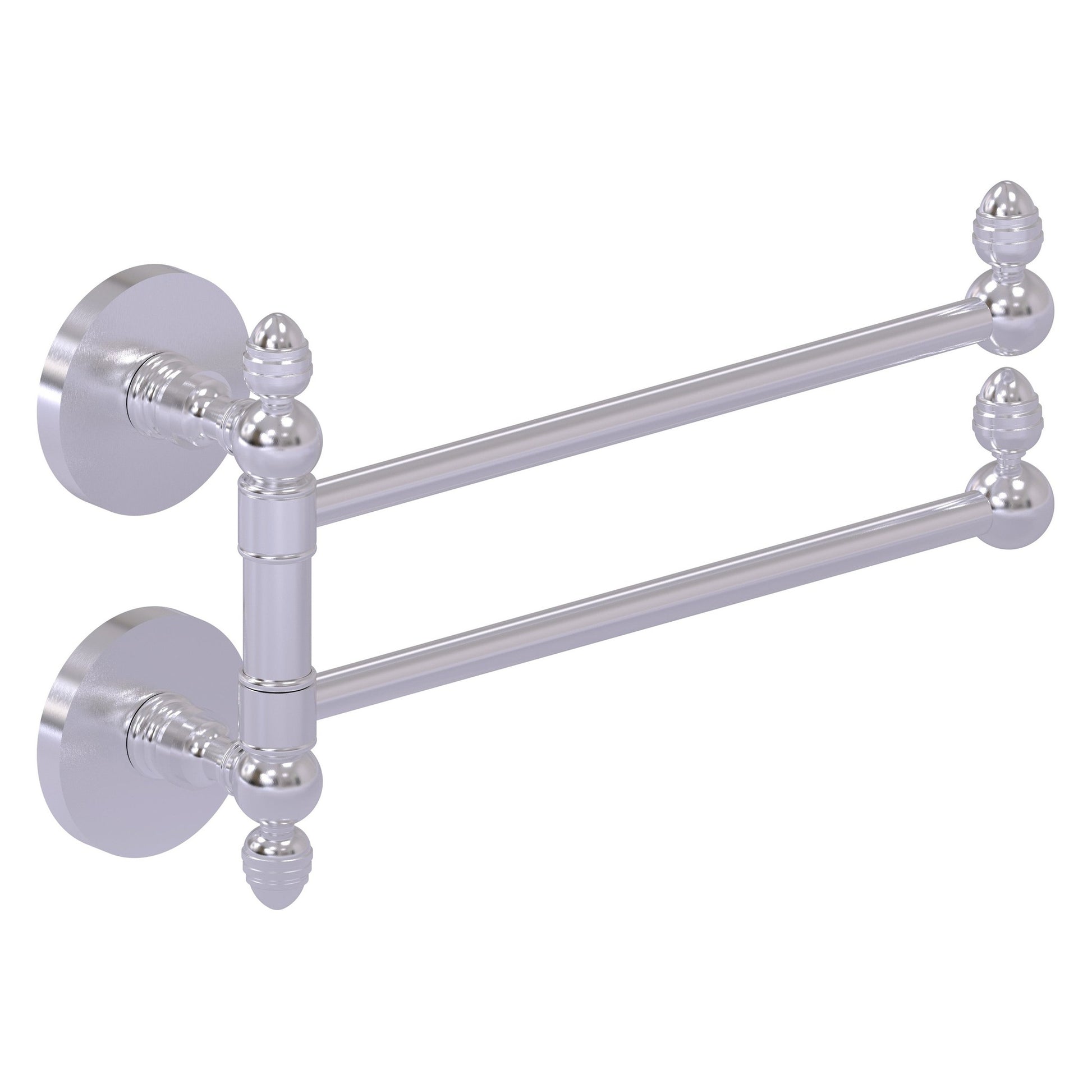 Allied Brass Prestige Skyline 12.5" x 7" Satin Chrome Solid Brass 2-Swing Arm Towel Rail