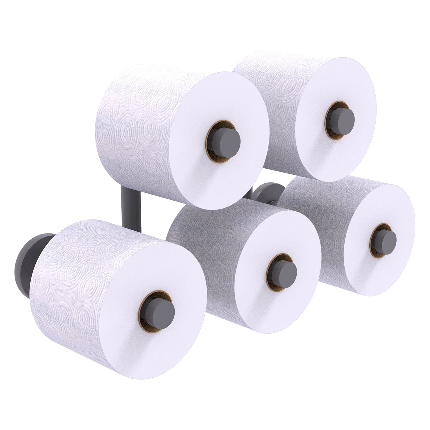 Allied Brass Prestige Skyline 14.9" x 7" Matte Gray Solid Brass 5-Roll Reserve Roll Toilet Paper Holder