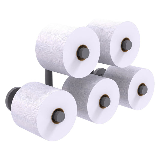 Allied Brass Prestige Skyline 14.9" x 7" Matte Gray Solid Brass 5-Roll Reserve Roll Toilet Paper Holder